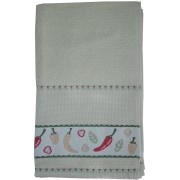 Kitchen Terry Towel with Aida Band - Chilli